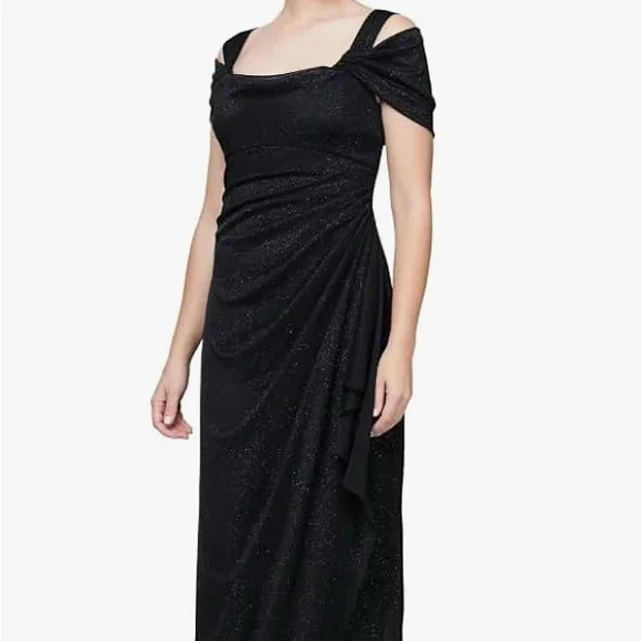 Alex Evenings | Dresses | Alex Evenings Black Glitter Stunning Ruched Gown  | Poshmark